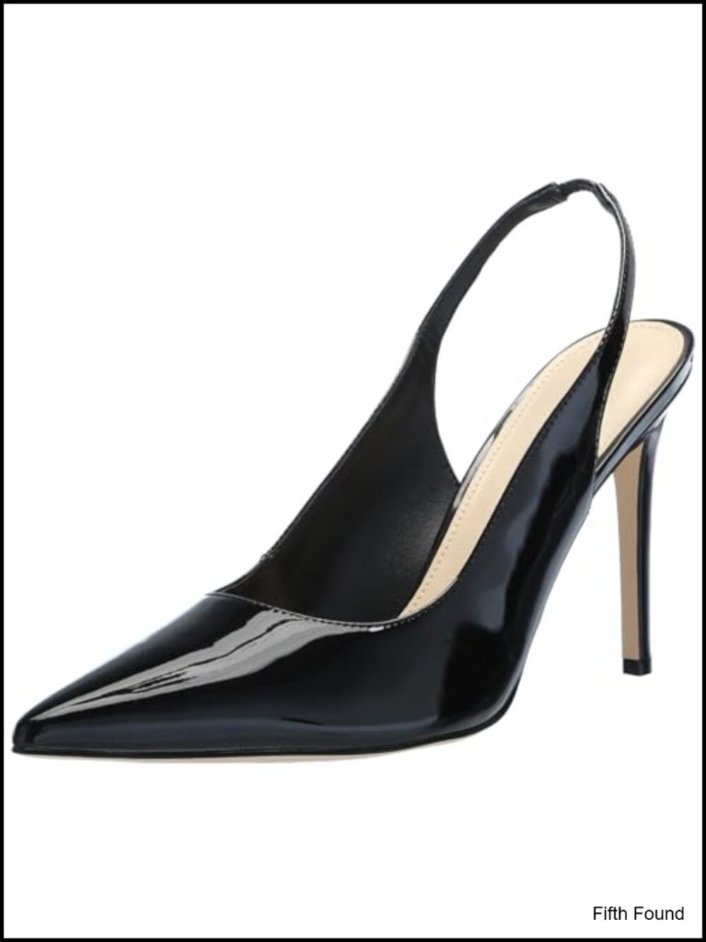 Faux Patent Leather Pointed Toe Slingback Stiletto Heel Pump